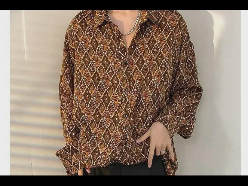 Heren bloemenoverhemd - Japanse en Koreaanse stijl, lente/herfst, trendy retro Hong Kong-stijl, casual all-match jas