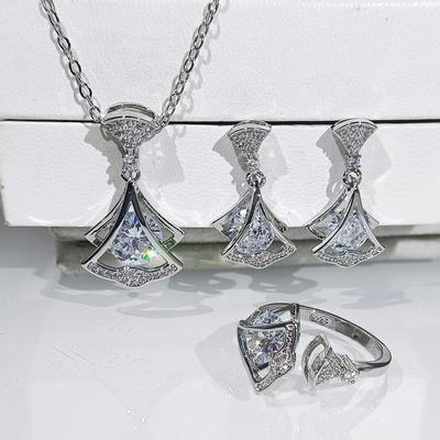 Europäischer und amerikanischer Schmuck Dreiteiliges Set Rock Halskette Ohrringe Set Brautschmuckset Damenschmuck