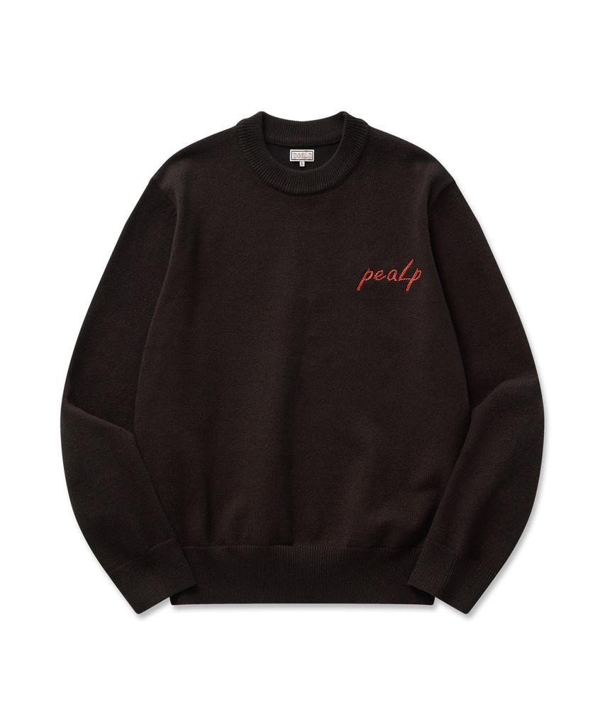 Pilpeu Hand-Embroidered Logo Knit Sweater 20(Charcoal)