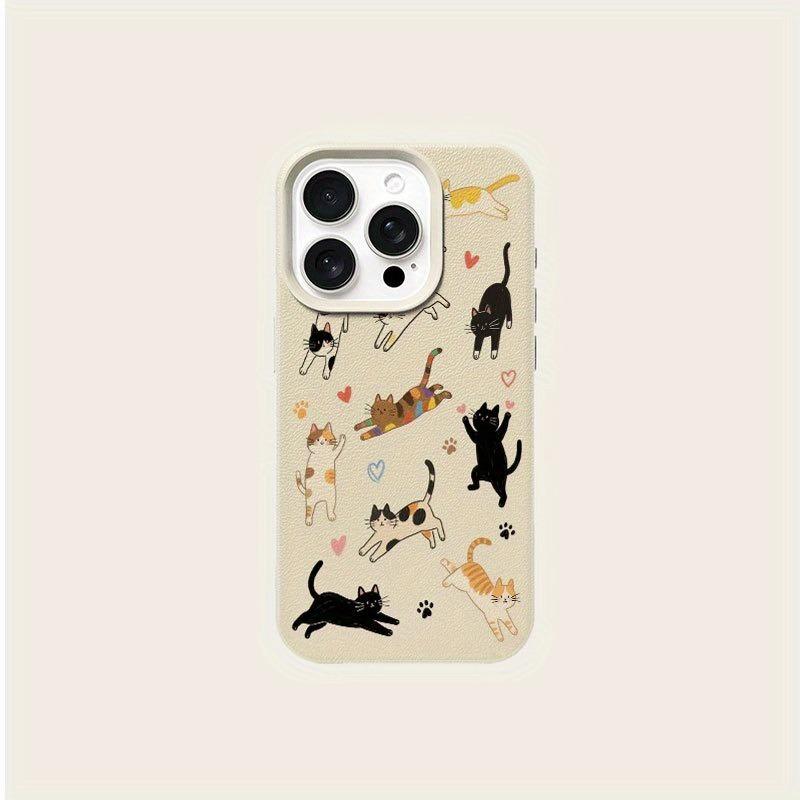 Cute Cartoon Cat Paw Heart Pattern Design Protective Cover for iPhone 17 16 15 14 13 12 11 16E Series Pro Max Plus