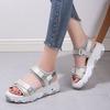 221 Frühling und Sommer neue erhöhte Plateau-Sandalen Sportstil offene Zehenpartie Klettverschluss-Sandalen