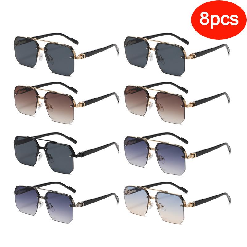 Protective Glasses Men Metal Sunglasses Square Half Frame Rice Nails Casual Trend Personality Fashion Outdoor Sports Eyeglasses