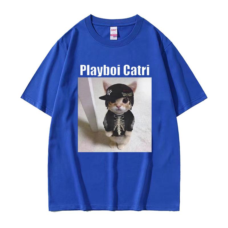 Playboi Carti Cute Cat Meme Funny Narcissist Opium Tshirt for Men Women Hip Hop Fashion T Shirt Casual Cotton Oversized Tshirts
