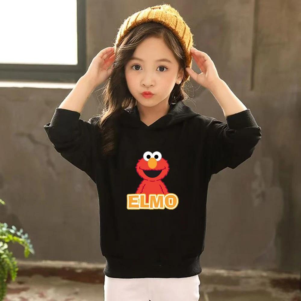 ELMO Sesame Street Children's Hoodie Suitable Hooded Sweatshirt Outerwear+Pants Set Autumn Clothing for Age 2-12 Boys Girls