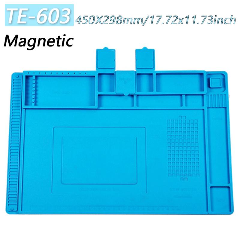 Magnetic Mat Silicone Work Mat Soldering Station Mat Heat Resistant 932°F Anti-Static for Electronic Phone Laptop Watch Repair