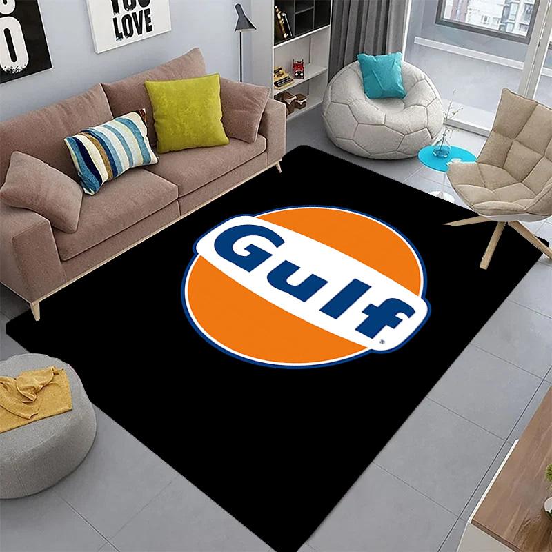 Tappeto con logo Gulf per soggiorno e camera da letto, tappetini per pavimenti, tappetino da bagno artistico, alla moda