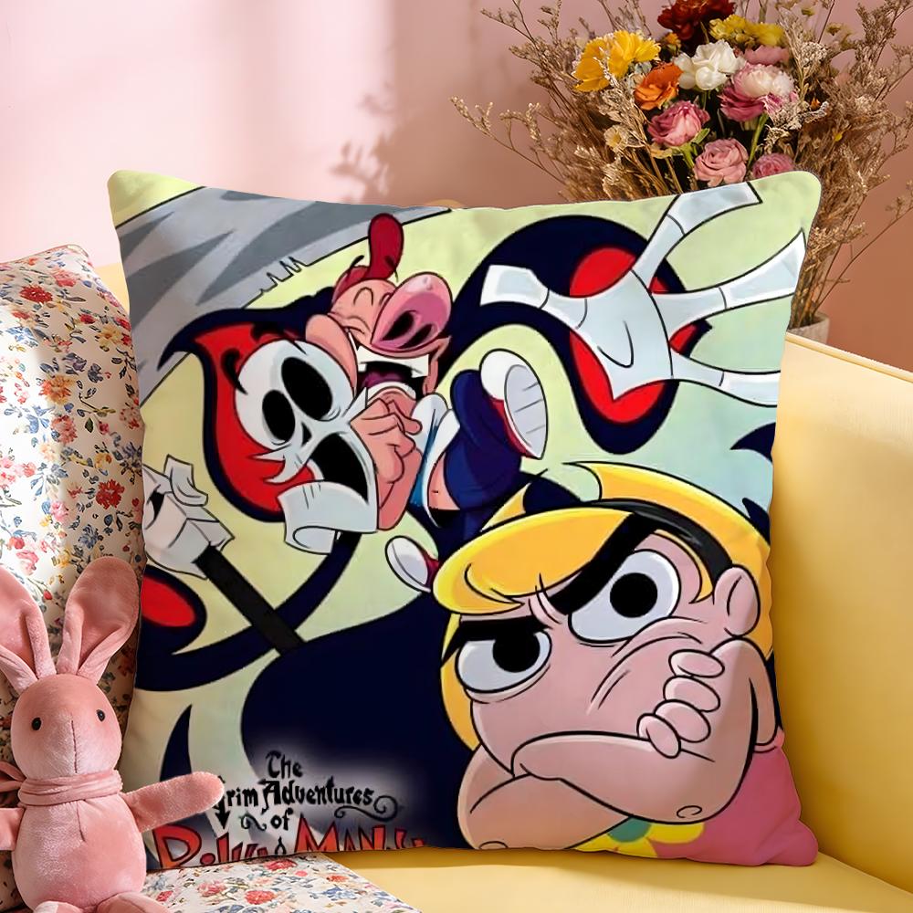 Cushion Cover Short Plush Throw Pillow Soft Washable Sofa Bed Office Cushion B-Billy & Mandy'S Adventure Anime