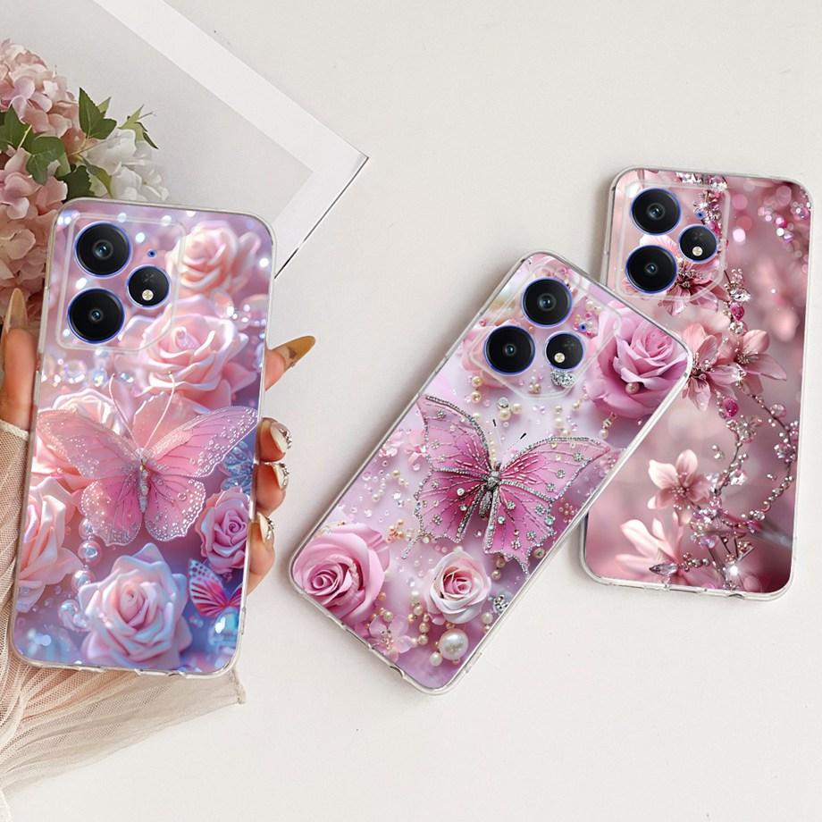 Etui na telefon Realme Neo7 Turbo Neo 7 Miękkie Przezroczyste Silikonowe Funda Wzór Kwiatowy Motyl Kokardka Smok Loong Tylna Pokrywa RMX5060