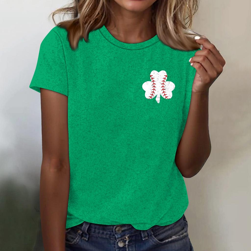 Women's T-shirt Casual Loose St. Patrick's Day Printed Crewneck Pullover Short-sleeved Top