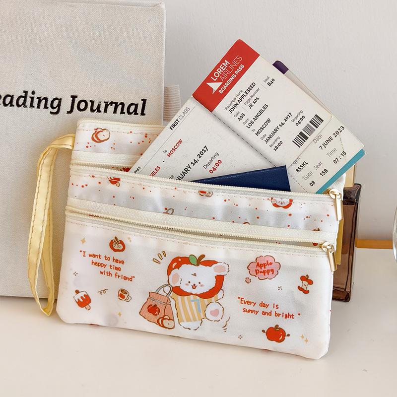 

Мультяшный тройной держатель для ID-карт на молнии с дофамином для ID-карт, членских билетов, авиабилетов и предметов первой необходимости для путешествий 19*14cm