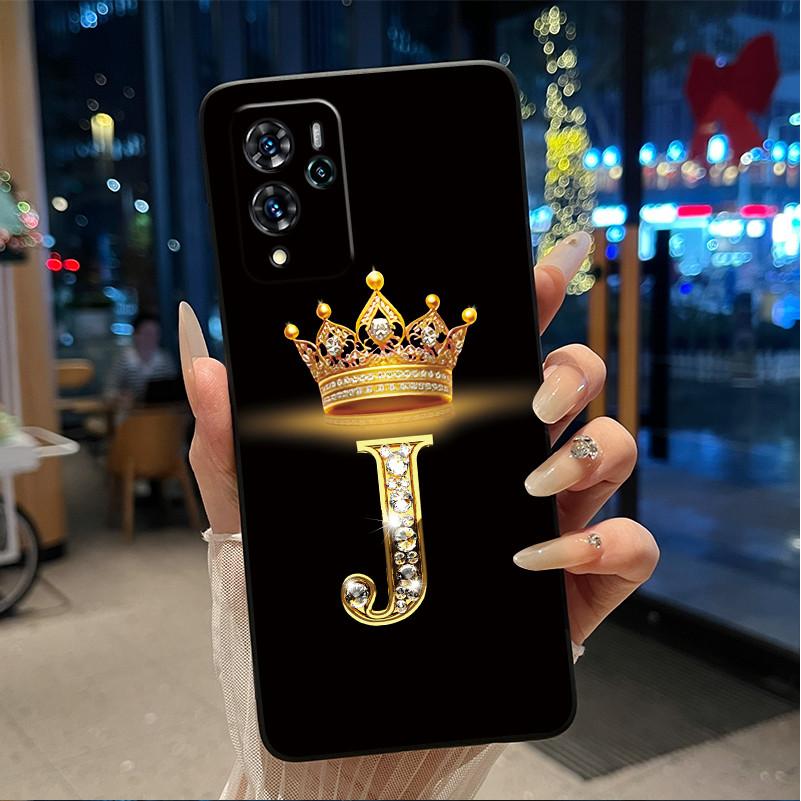 Crown Initial Letter Couple Phone Case For ZTE Blade V40 Pro/ZTE 9046 Soft Silicone Black Case Shockproof Shell ZTE 9046 Casing