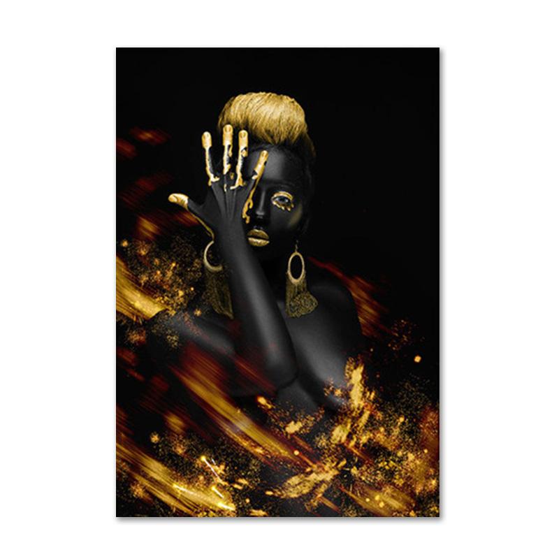 Schwarz und Gold afrikanische Kunst Poster drucken Frau Leinwand Malerei Wand Kunst Cuadros skandinavische Dekoration Home Bild Wohnzimmer