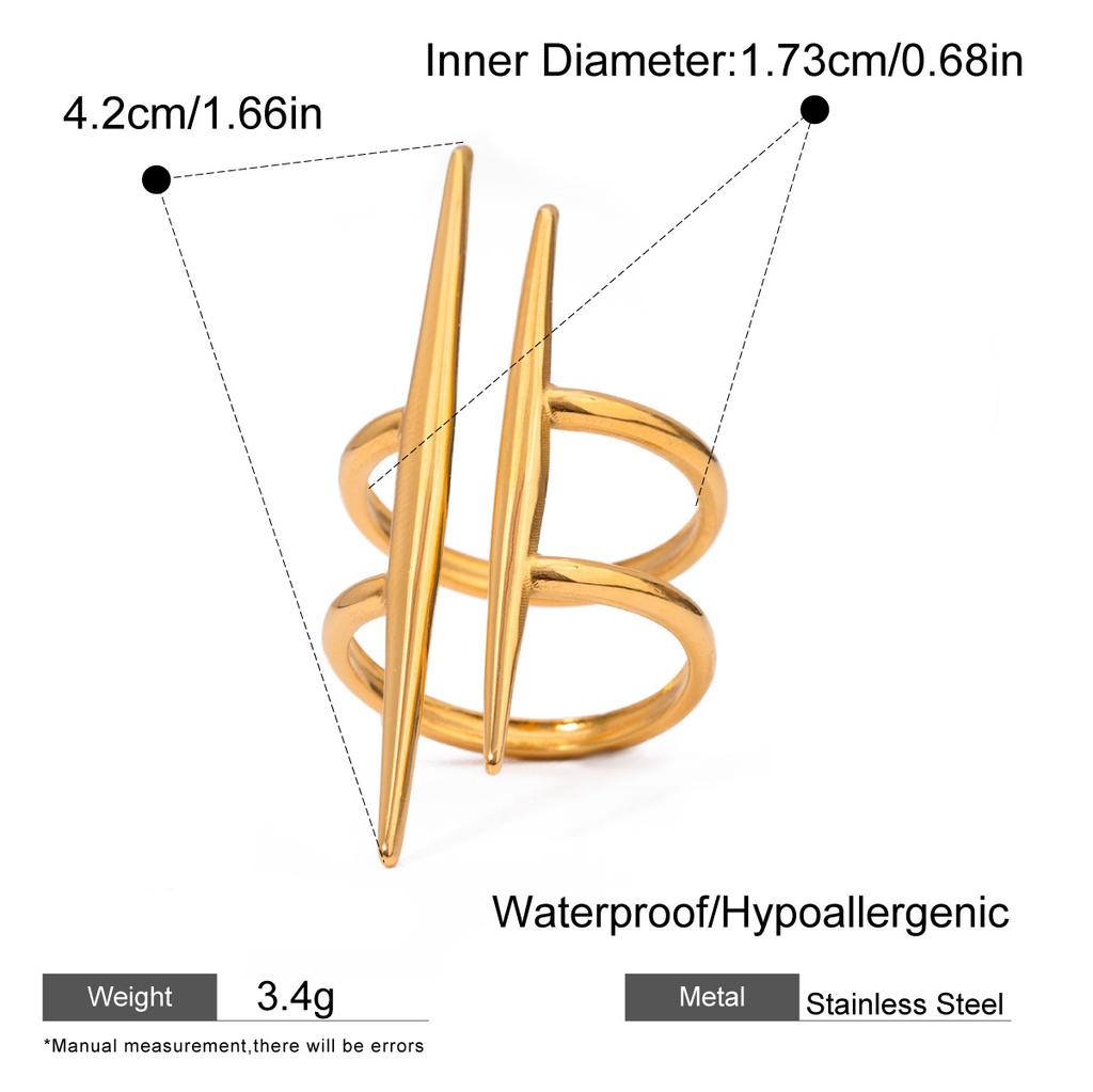 Hot Selling Classic Style Stainless Steel and PVD 18K Gold Plated Waterproof Jewelry Rings ODM Geometry Personality Rings