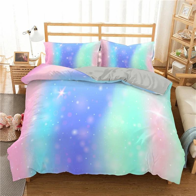 Rainbow Printing Bedding Set Colorful Stripe Comforter Cover Soft Bedding Set Twin King Queen Size 2/3pcs Polyester Quilt Cover