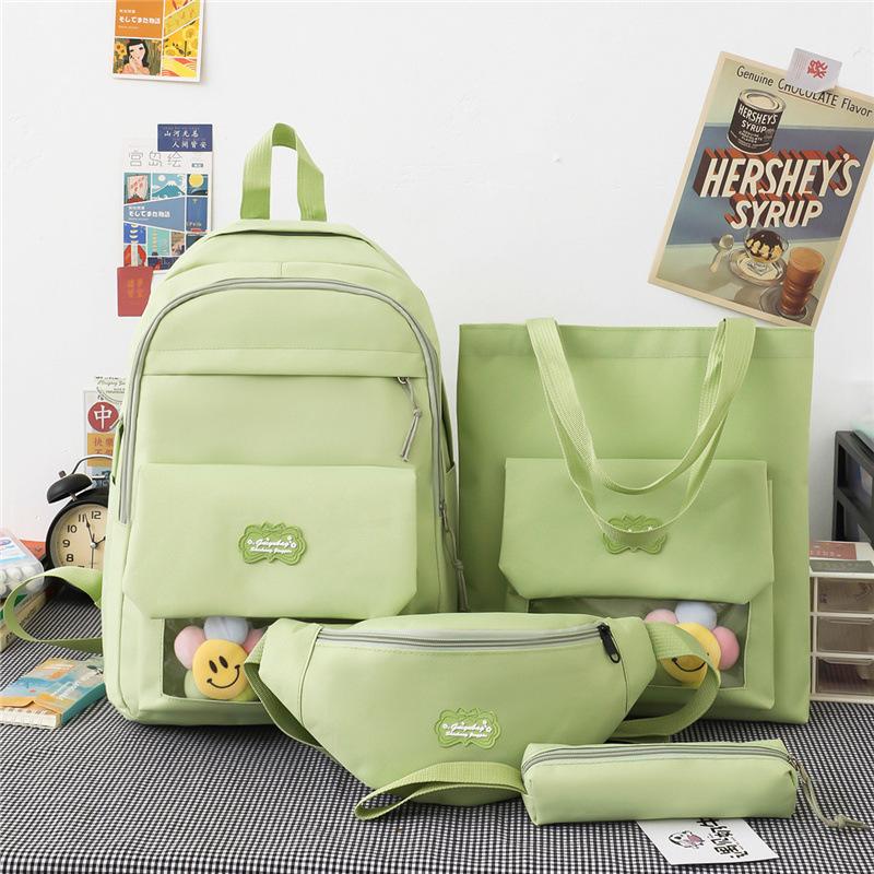 Four-piece Schoolbag Female Elementary School Student Crossbody Bag Middle School Student Backpack