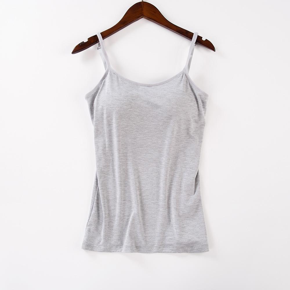 Damen Modal Einteiliger Sommer Yoga Sport BH mit Brustpolster Camisole Weste und Base Shirt
