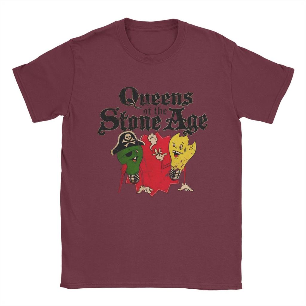 Maglietta da Uomo in Cotone a Maniche Corte Bulb Light And Pirates Queens Of The Stone Age Magliette Regalo di Compleanno Abbigliamento