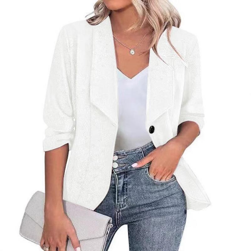 Elegant Plus Size Long Sleeve Turn Down Collar Slim Fit Casual Blazer