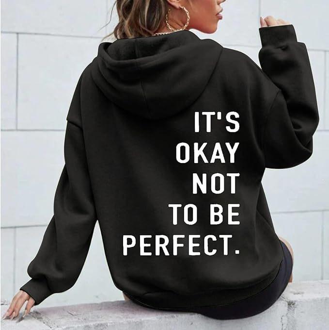 Multi-color Letter Print Casual Women’s Hooded Sweatshirt - Versatile Long Sleeve Pullover, European & American Fashion.