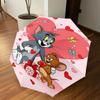 1pc Tom and Jerry Automatic Open/Close Umbrella Compact Folding Umbrella with 8-Rib Shaft Lightweight Esign, for Women/Men1217A