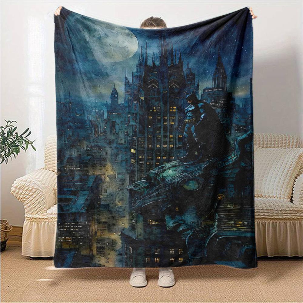 1pc Batman Cityscape Flannel Blanket - Soft Warm Throw for Home, Office, TravelL1353