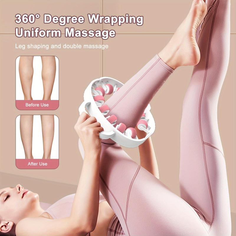 1 Pezzo Rullo Muscolare a 360°, Anello Massaggiante per Gambe a 12 Ruote per Polpacci, Gambe, Braccia, Rullo Muscolare in Plastica per Fascia Muscolare Brucia Grassi