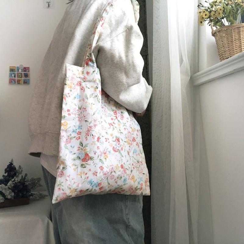 2021 New Poplin Cotton Thin Shoulder Bag Handbag Azalea Flower Floral