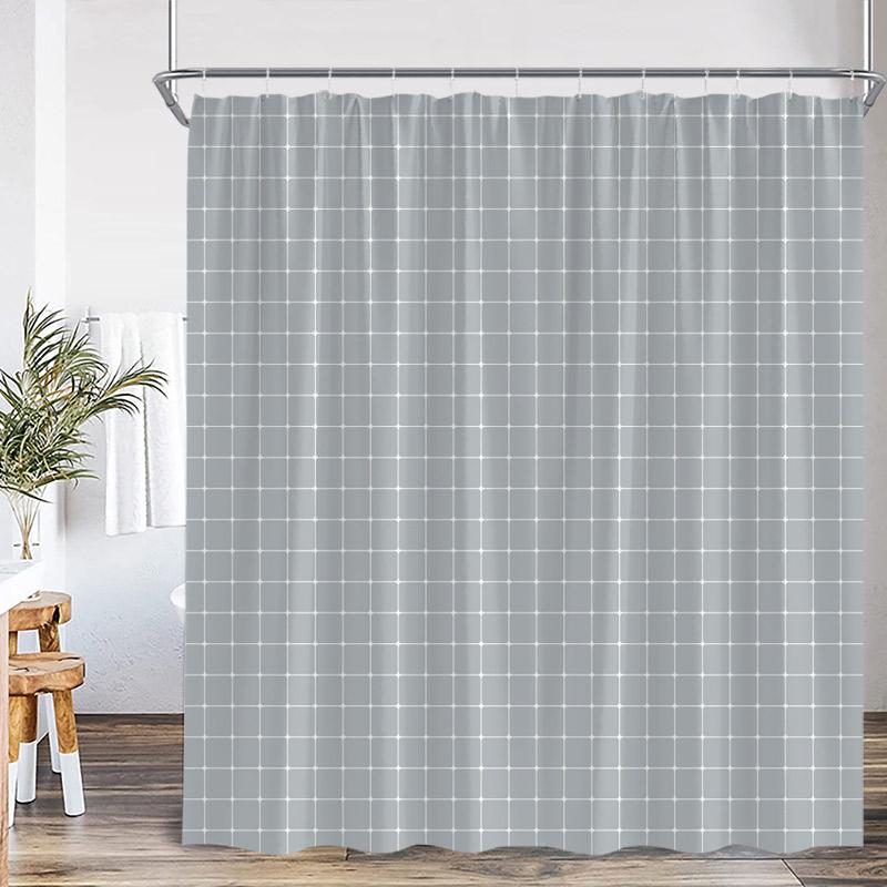 Black and White Square Shower Curtains Black Lines Modern Geometric Plaid Fashion Nordic Bath Curtain Fabric Home Bathroom Decor
