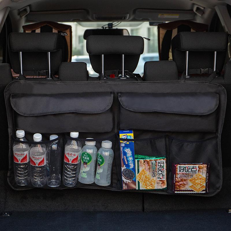 Car Trunk Storage Bag with Large Capacity and Mesh Pocket Rear Seat Back Pocket Debris Storage Bag Car Accessories