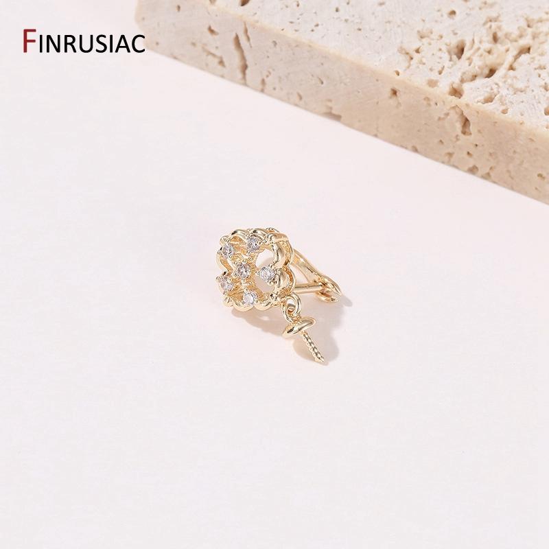 14K Gold Plated Brass Pearls Clasps Decorative Connector Fastener Pearl Pendant Bail Handmade DIY Jewelry Making Accessories