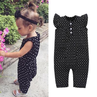 Kid Girl Polka Dot Romper Off Shoulder Bodysuit Jumpsuit Outfit Clothes Playsuit