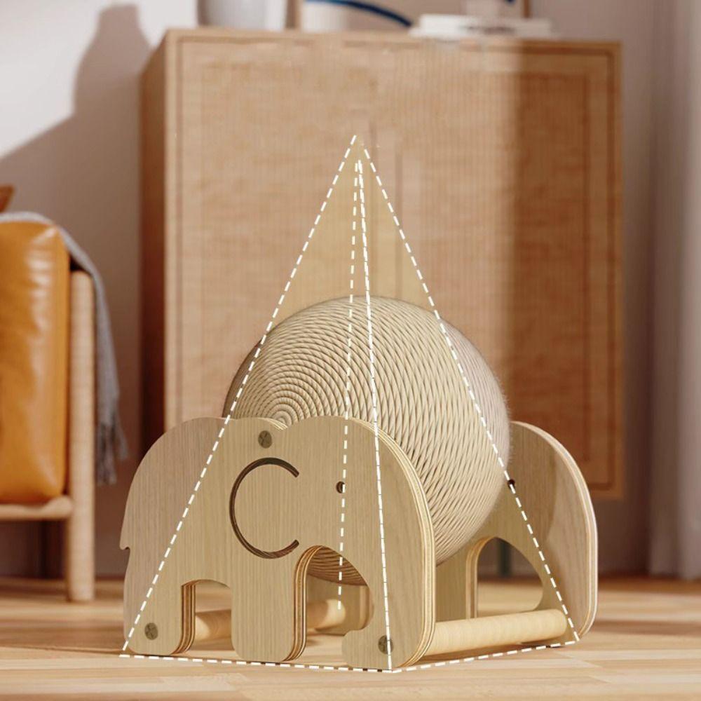 Creative Wooden Cat Scratching Ball Wear-resistant Stable Kitten Sisal Rope Ball Non-Slip Cat Scratching Board Relieve Boredom