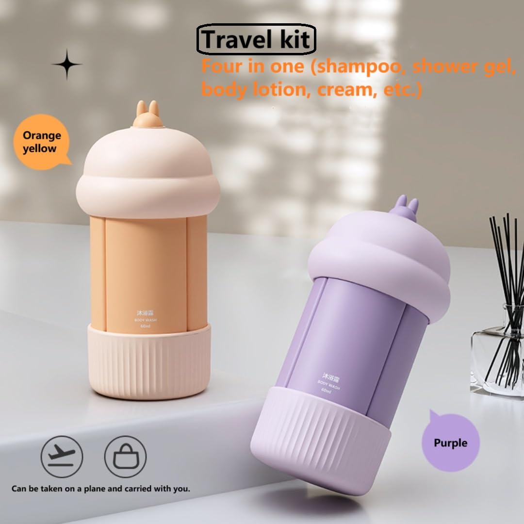 

4-in-1 Travel Refillable Bottle Set Portable Squeezed Empty Lotion Shampoo Container Purple