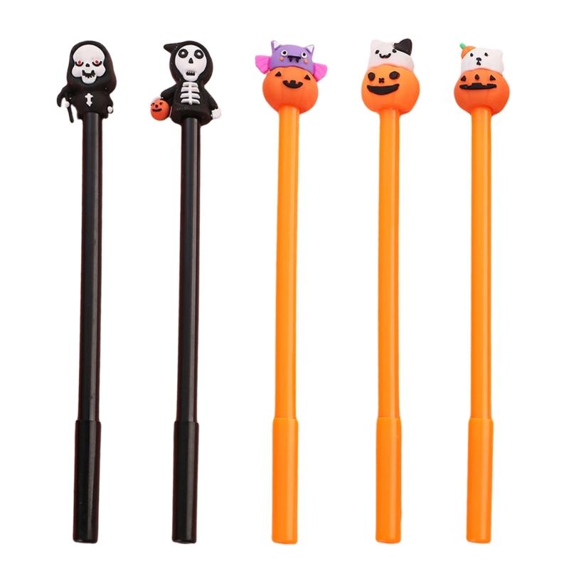 5Pcs Halloween Cartoon Gel Pen, 0.5MM Needle Tip, Quick Drying, Write Smoothly for Student Adult Noting Journaling