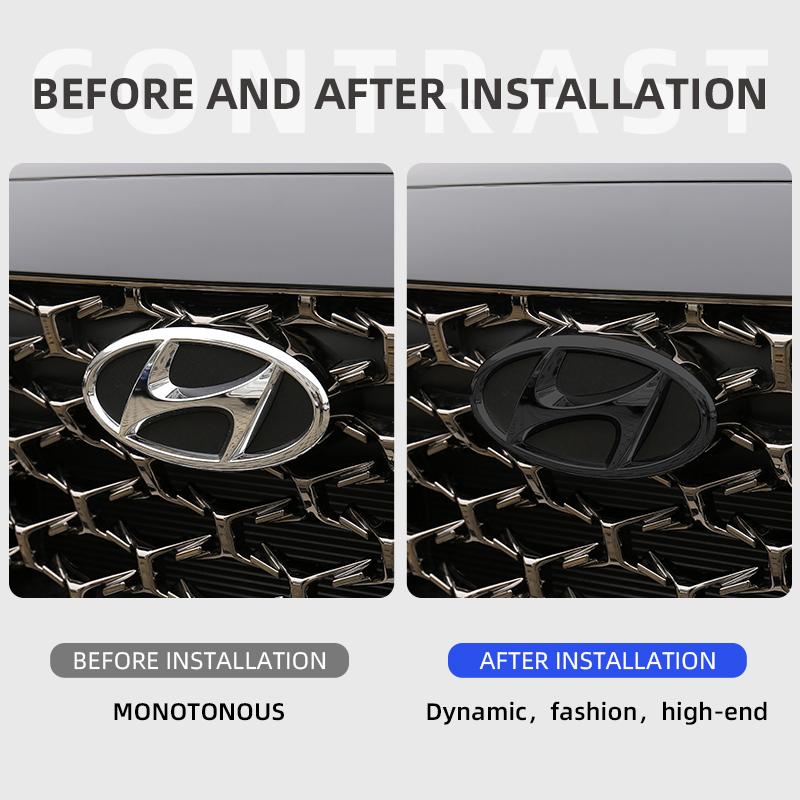 Car Front Hood Emblem Rear Trunk Badge Sticker For Hyundai Tucson Accent Elantra Santa fe Sonata I40 ix25 ix35 MM15
