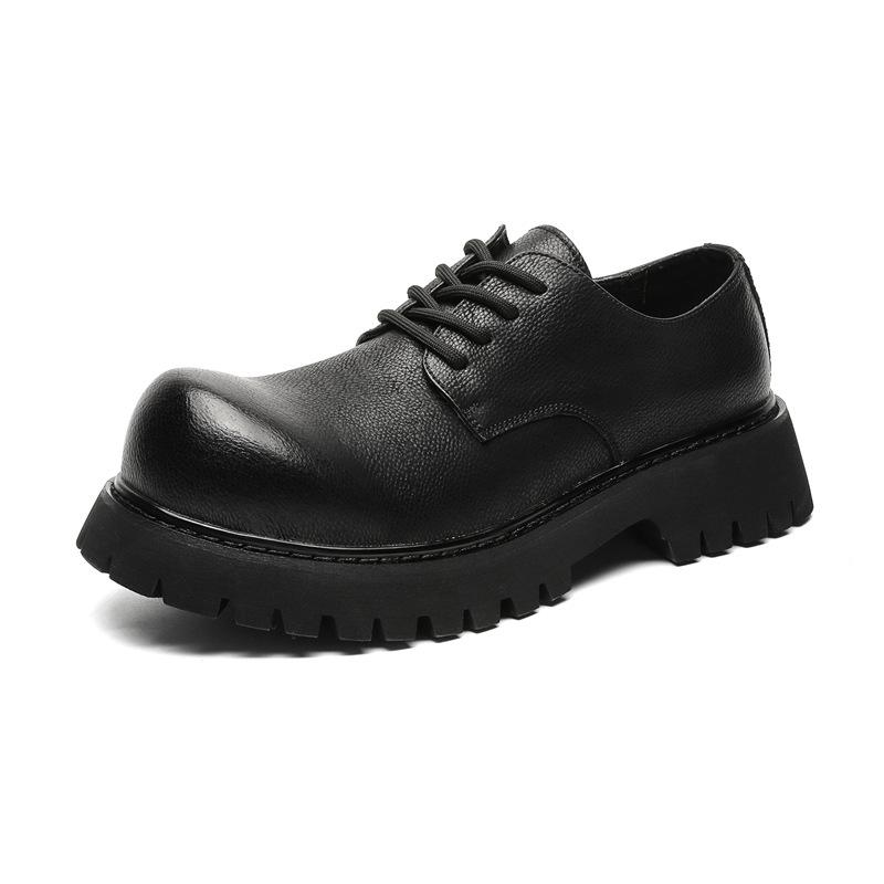 Big Head Business Leather Shoes Men's British Style Platform Tooling Casual Shoes Round Head Dress Wedding Derby Shoes 2038-J