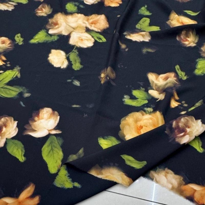 100x150cm Floral Printed Style Fabric Summer Silk Chiffon Fabric for Diy Sewing Soft Comfortable Dress Shirt Pajamas Pants
