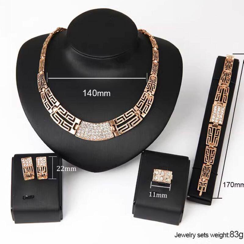 

and American Style Necklace Earrings Jewelry Four-Piece Bridal Wedding Banquet Jewelry Suit Exaggerated Female Online Influencer Fashion Decoration Type a