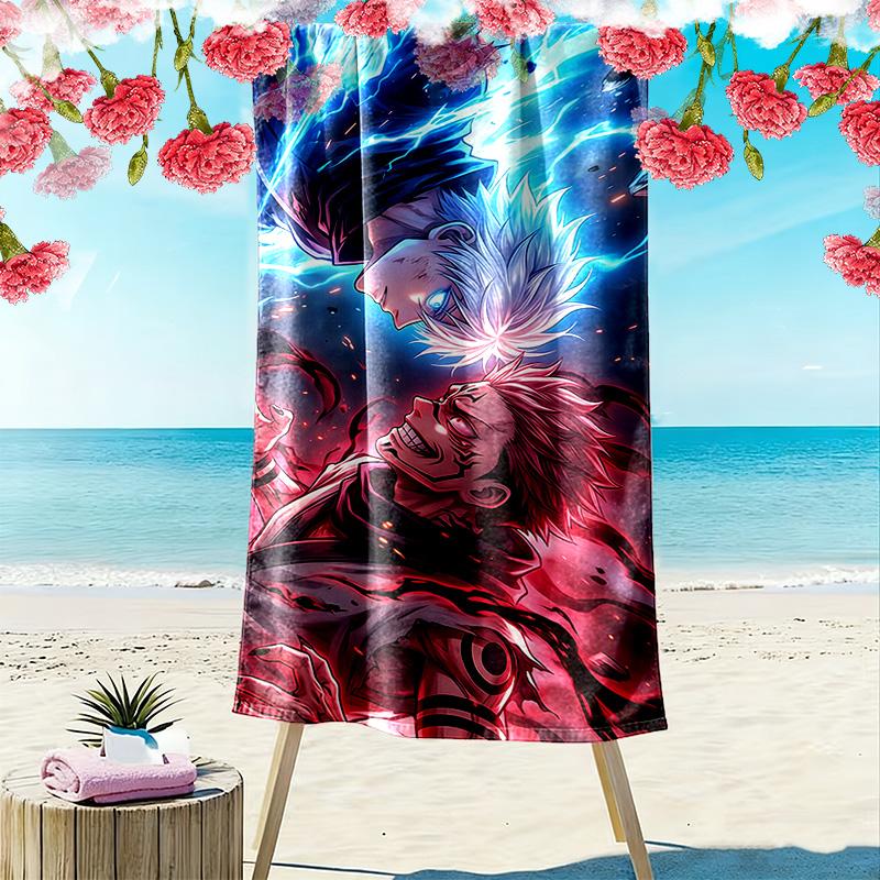 Jujutsu Kaisen Print Beach Towel, Large Soft Quick Dry Towel for Beach Camping Swimming