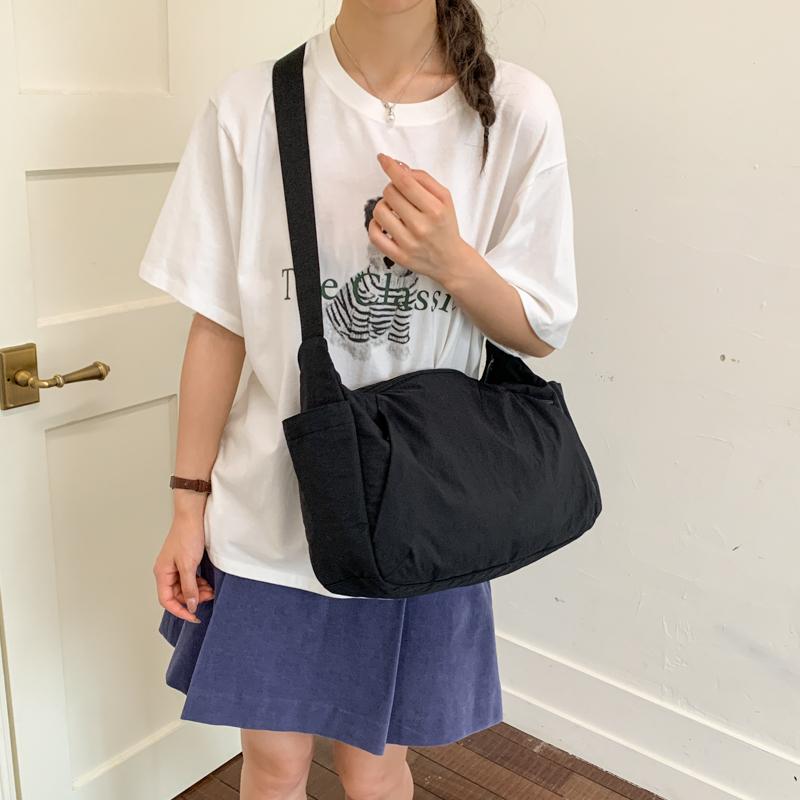 Nylon Shoulder Bag Women's Solid Color Large Capacity Crossbody Bag