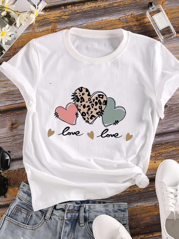 (Asian Size) Flower Letter Trend Female Top Fashion Graphic Short Sleeve T-shirts Casual T Shirt  Lady Printed Clothing Women Tee