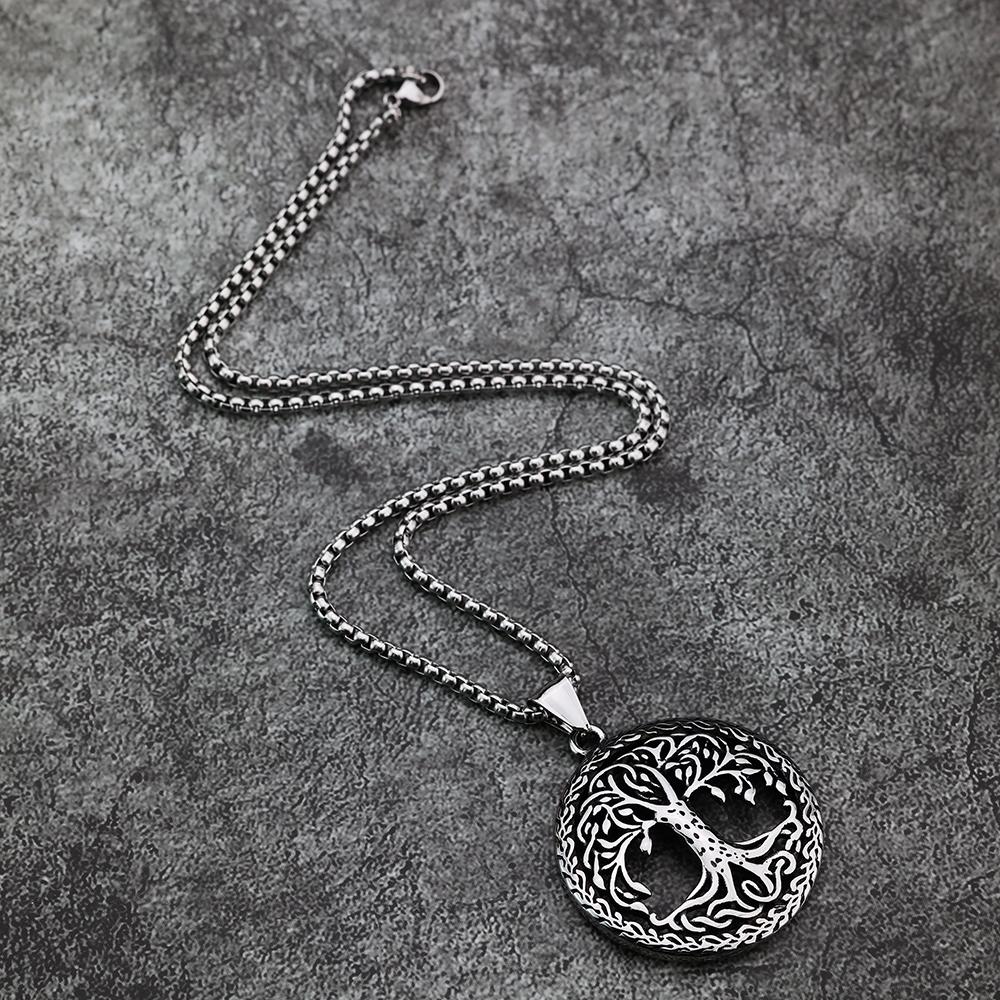 European and American Style Norwegian Fashion Viking Life Tree Men's Pendant Necklace Titanium Steel Holiday Gift Jewelry