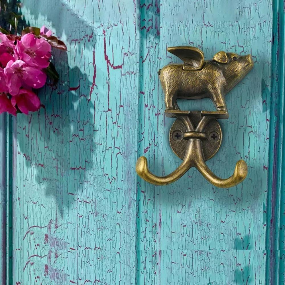 Vintage Decorative Flying Pig Wall Hook Heavy Duty Towel Hooks for Kitchen Bathroom Bedroom