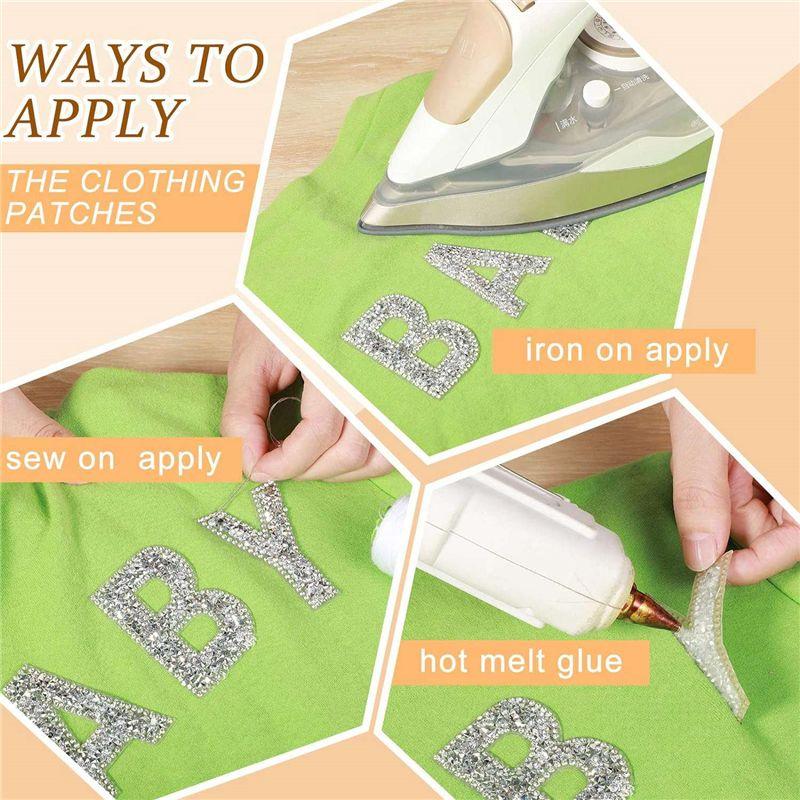 52 Pieces Glitter Rhinestone Alphabet Letter Stickers Kit 2.4 Inch Resin Rhinestone Iron On Letter Glitter Self-Adhesive A-Z Kit