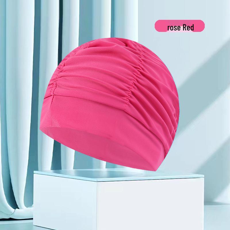 Dámská květinová plisovaná plavecká čepice nadměrné velikosti - Nepřiléhavý střih, Jednobarevná, Módní látkový design