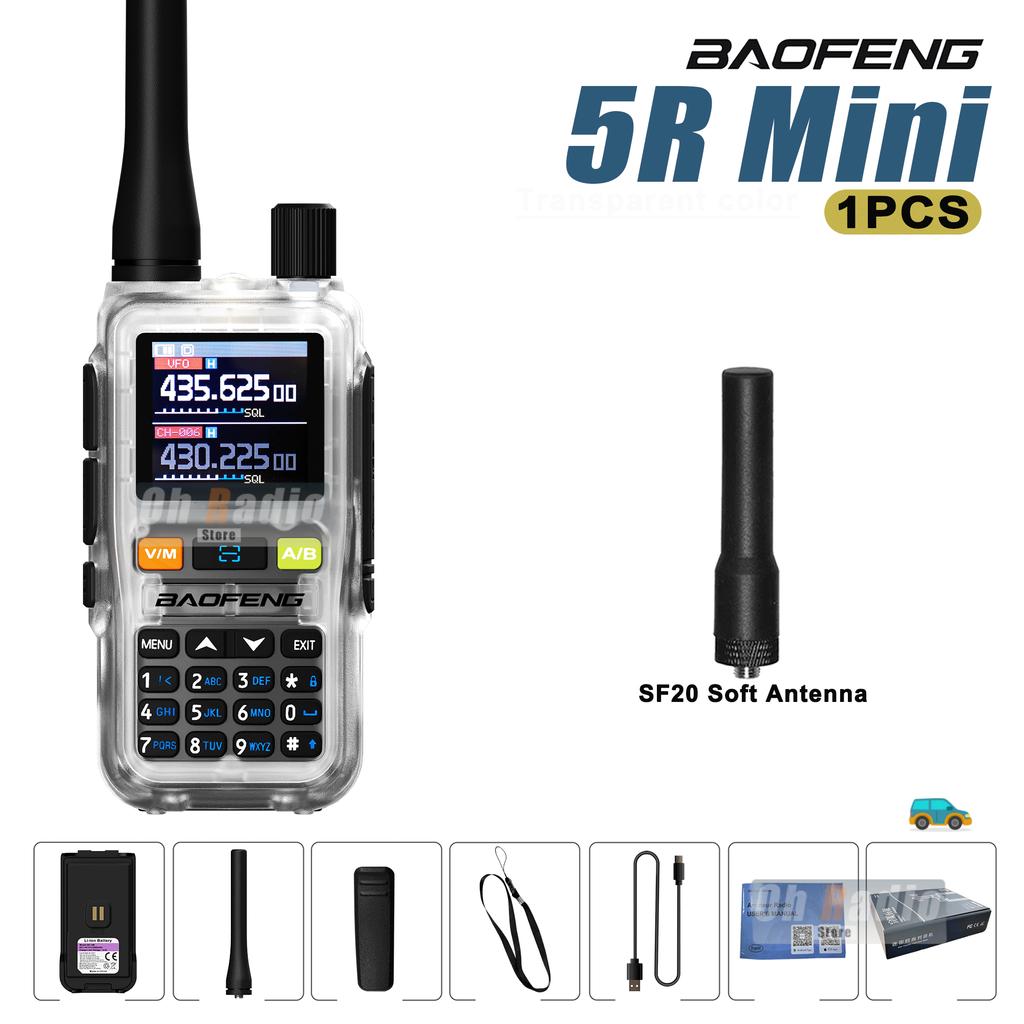 1 ADET Baofeng UV 5R Mini Telsiz Bluetooth Programlama Frekans Kopyalama USB-C Şarj Cihazı Çift PTT Bant AM Kamp Taşınabilir Radyo