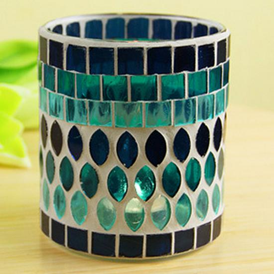European Style Glass Mosaic Candle Holder for Candlelight Dinner Decor