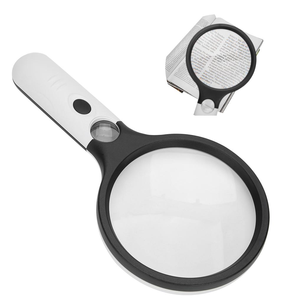 Reading Handheld Magnifying Glass Battery Powered 4LED 4X 30X Lens Magnifier