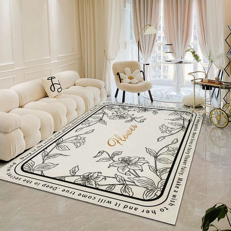 modern simple crystal velvet large carpet living room sofa coffee table Light luxury large area bedroom non-slip carpet