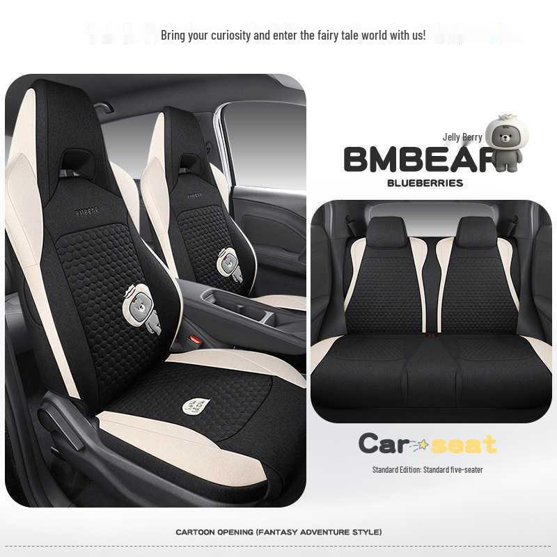 BYD Seagull Car Seat Cushions - Breathable Cotton & Linen, Cute Cartoon Style, All-Season, Women-Friendly. Seagull